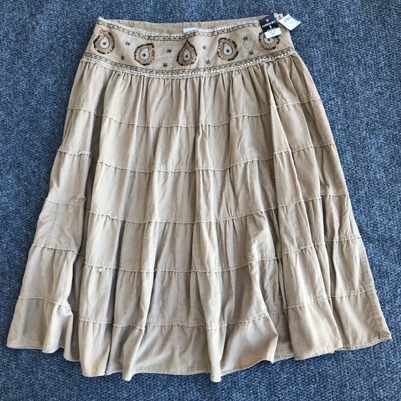 Fashion Bug corduroy tiered embroidered skirt size 18W - Picture 1 of 11